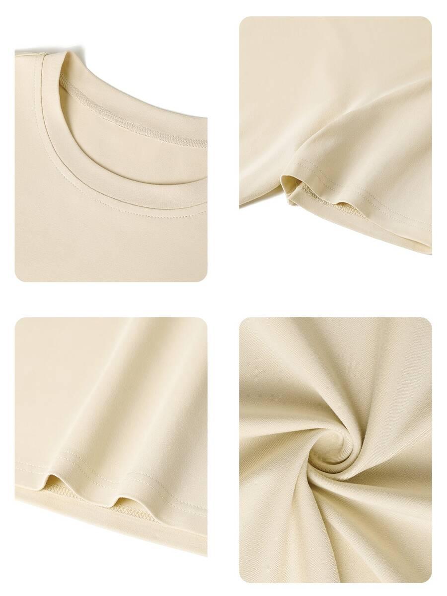 beżowy t-shirt nadruk 