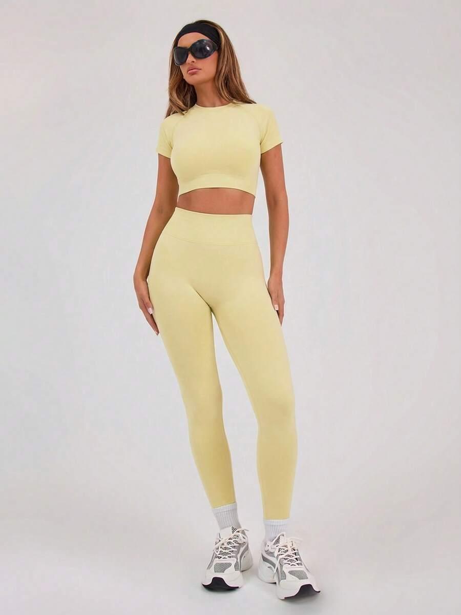 żółte legginsy wysoki stan