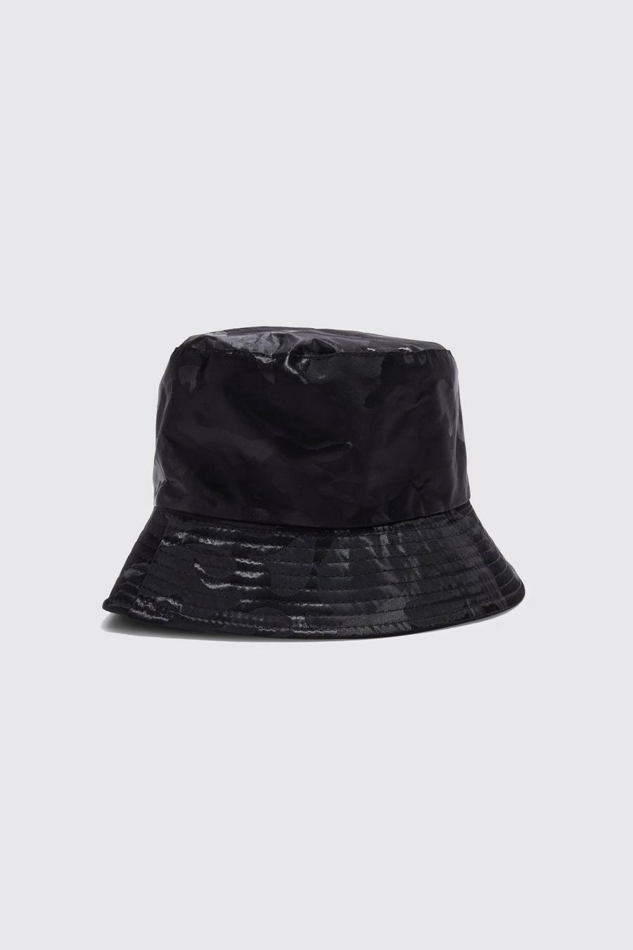 czarny kapelusz bucket wzór moro