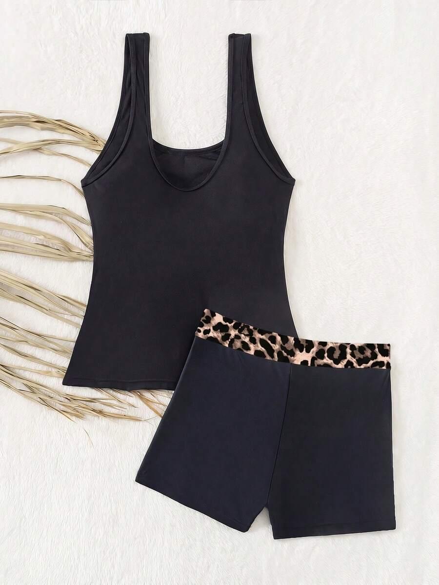 dwuczęściowy strój kąpielowy animal print