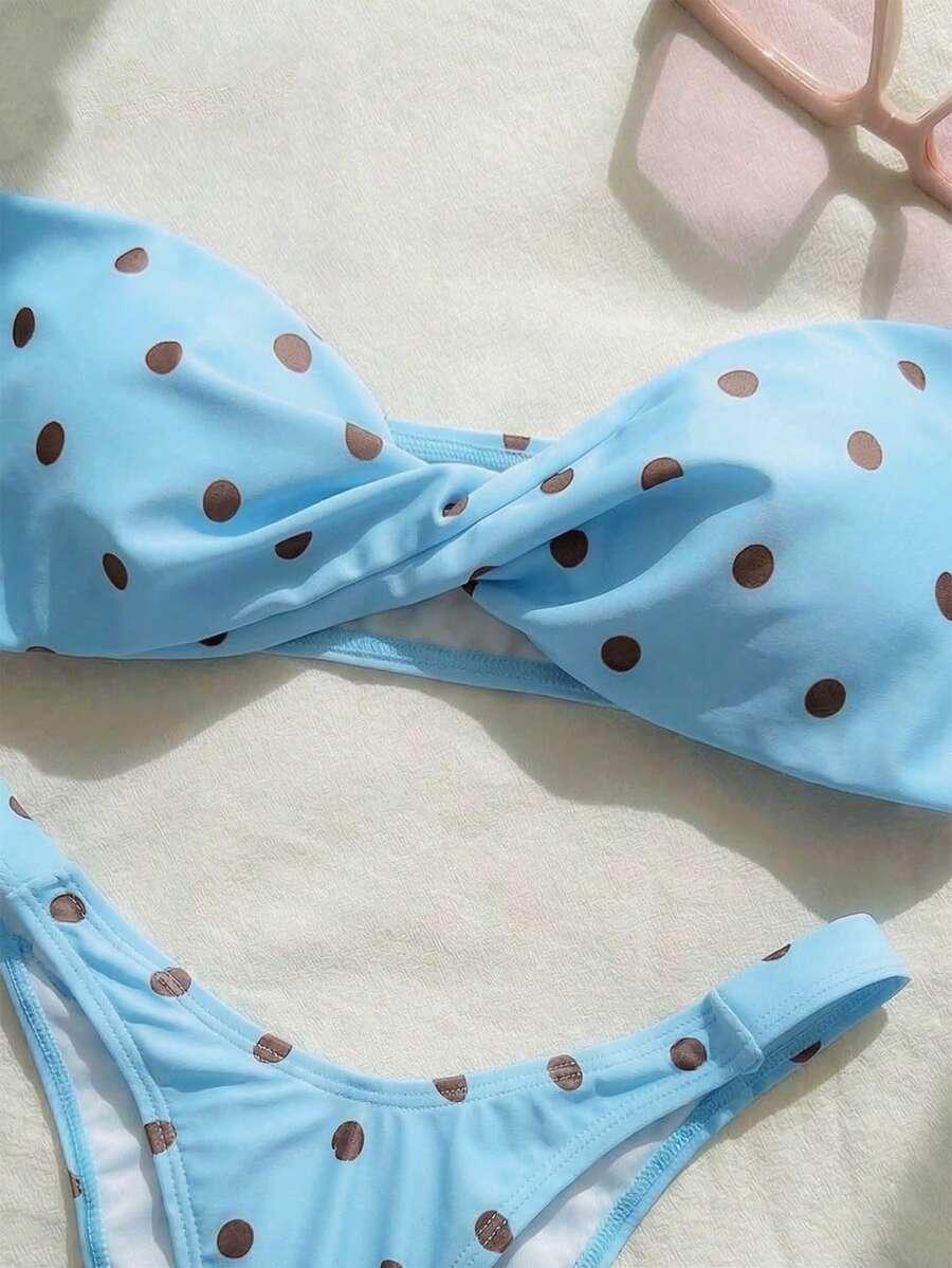 DWUCZĘŚCIOWY STRÓJ KĄPIELOWY WZÓR GROSZKI