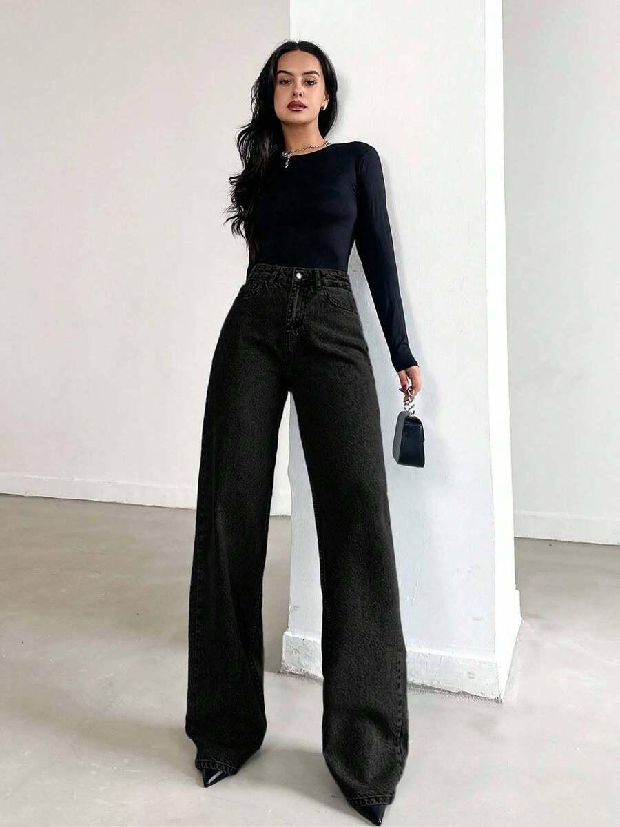 CZARNE SPODNIE JEANS