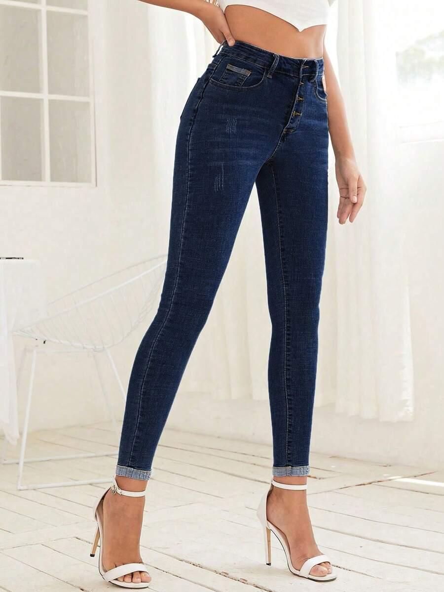 GRANATOWE SPODNIE JEANS