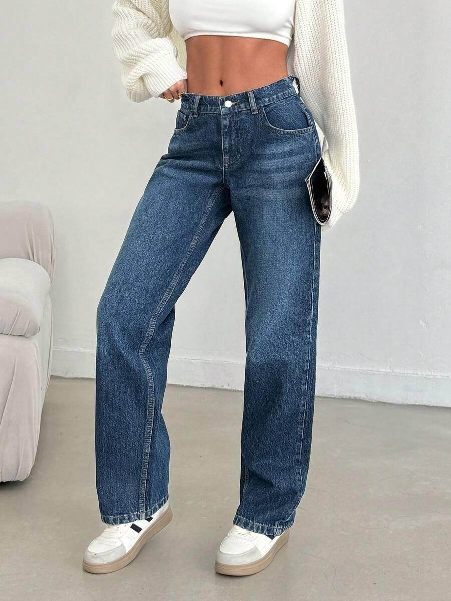 NIEBIESKIE PROSTE JEANSY