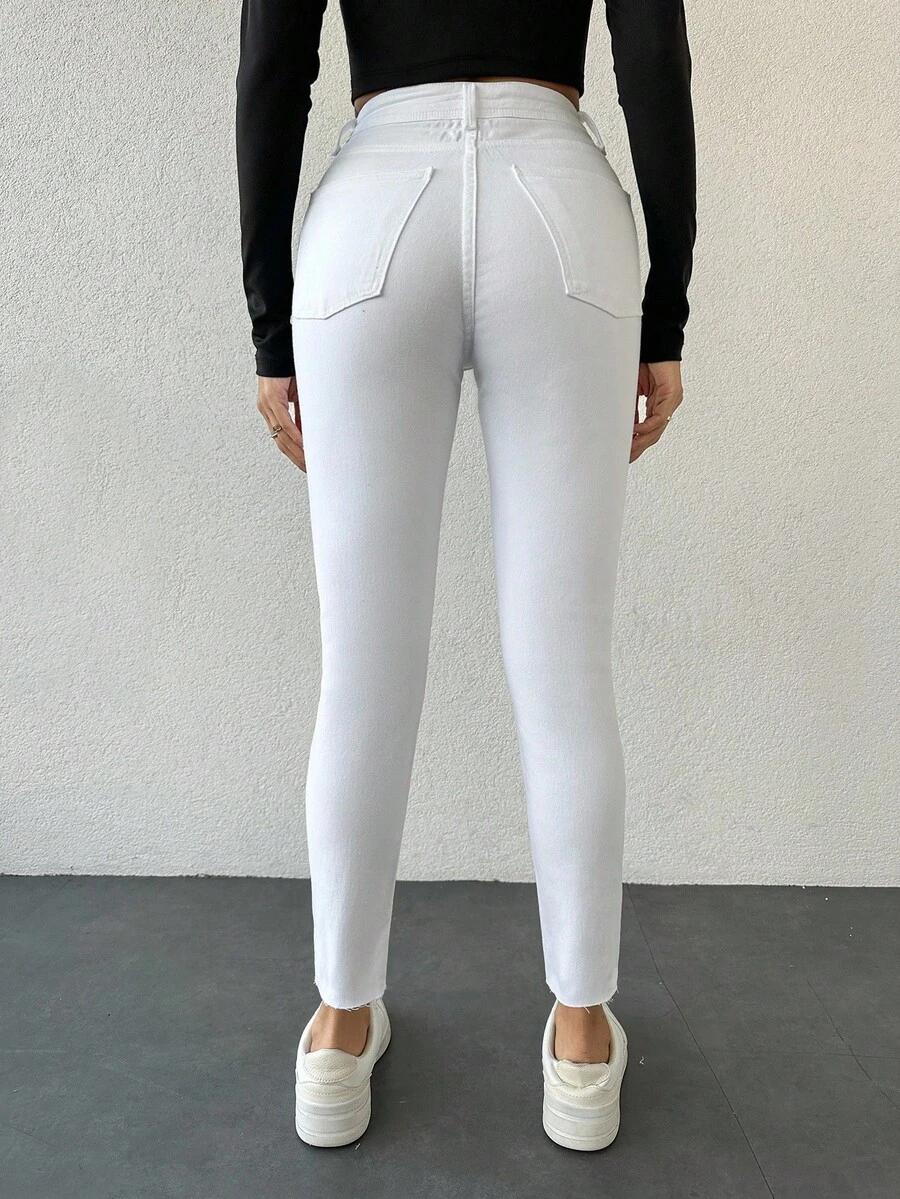 BIAŁE SPODNIE JEANS RURKI