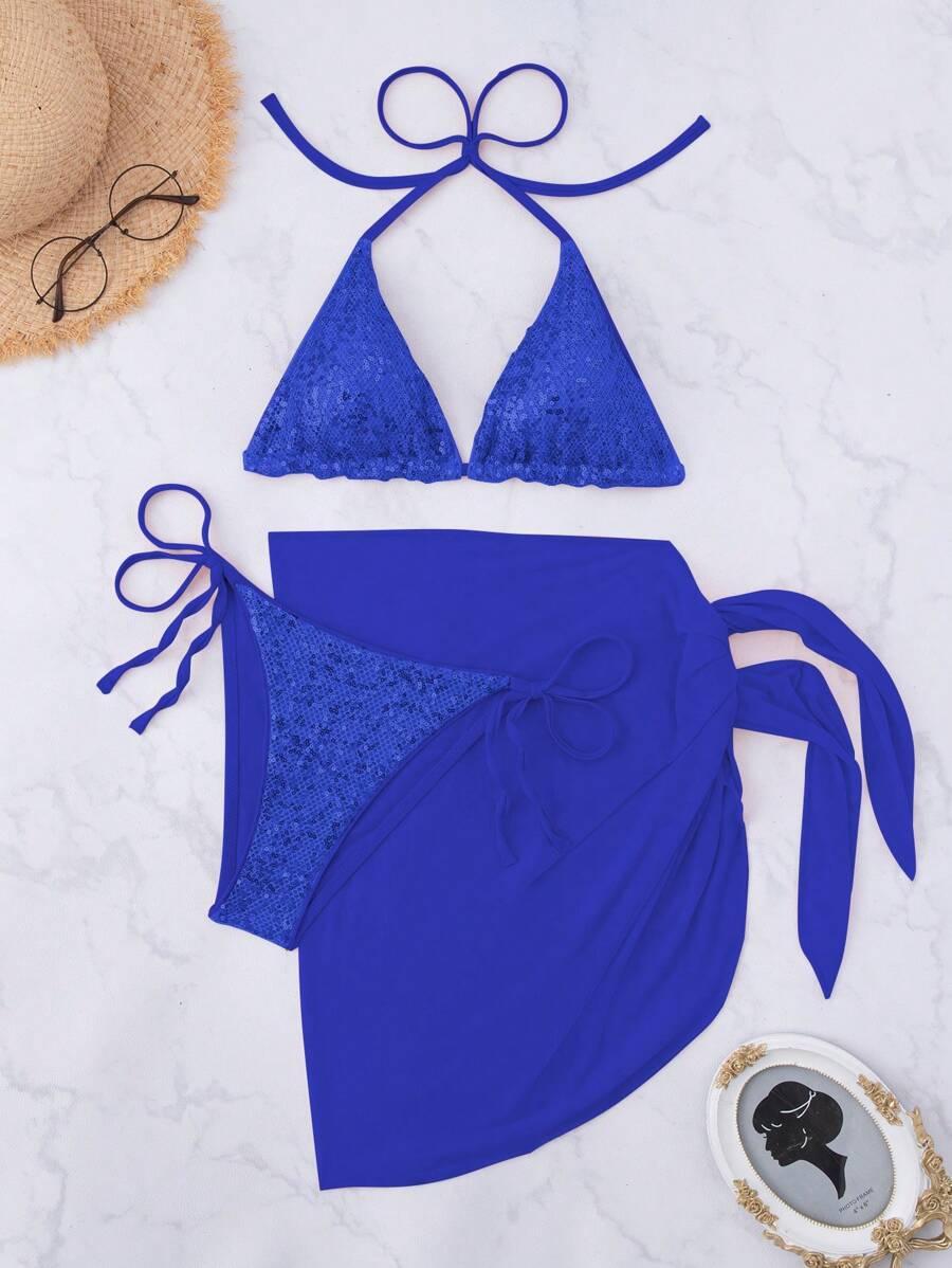 NIEBIESKA GÓRA OD BIKINI cekiny