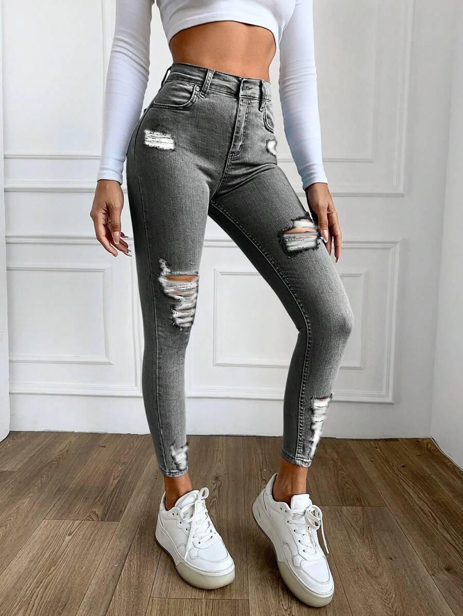 SZARE SPODNIE JEANS