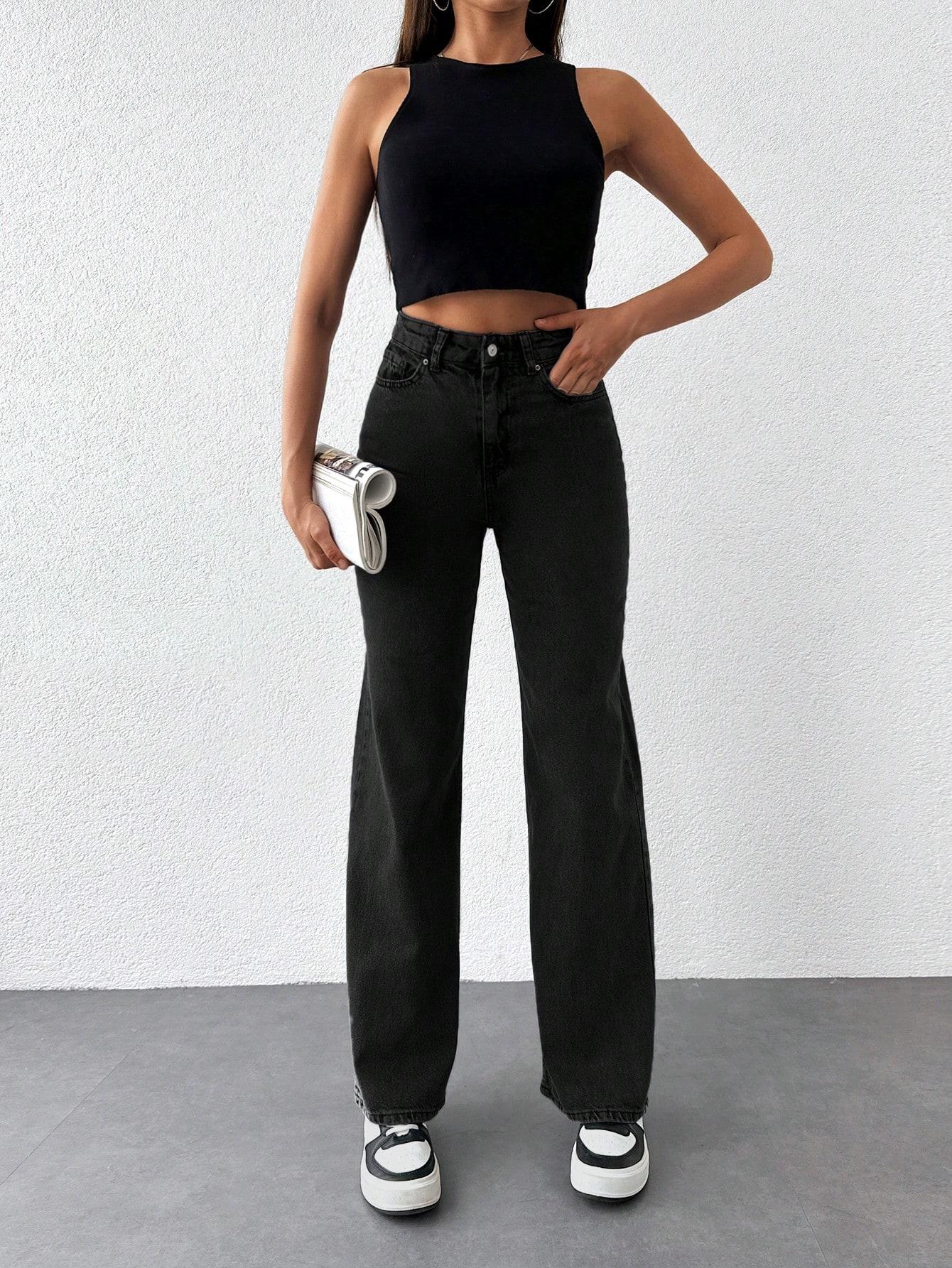 CZARNE SPODNIE JEANS
