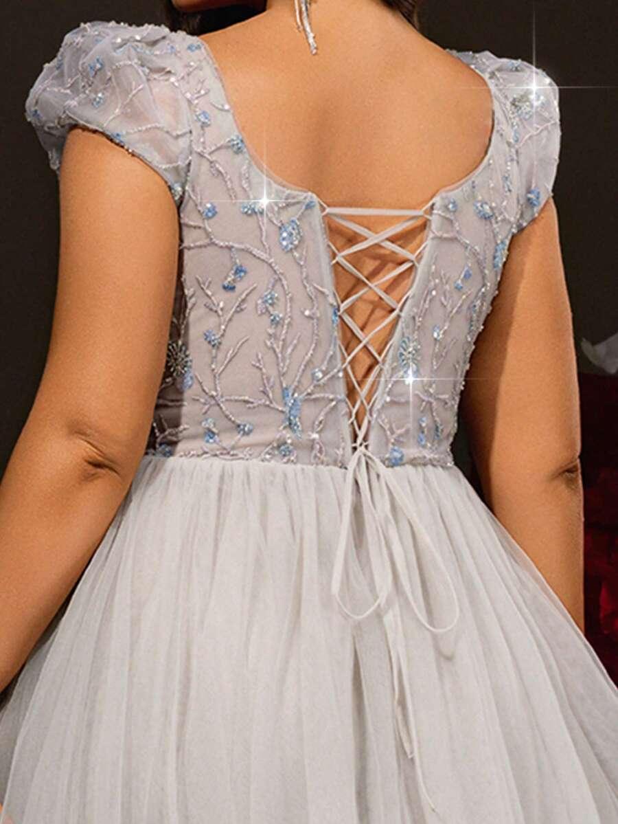 szara maxi sukienka