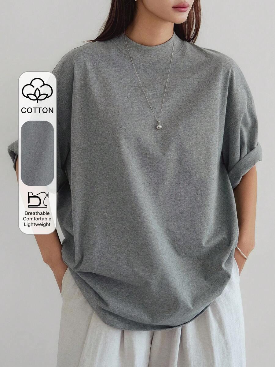 szary T-SHIRT OKRĄGŁY DEKOLT
