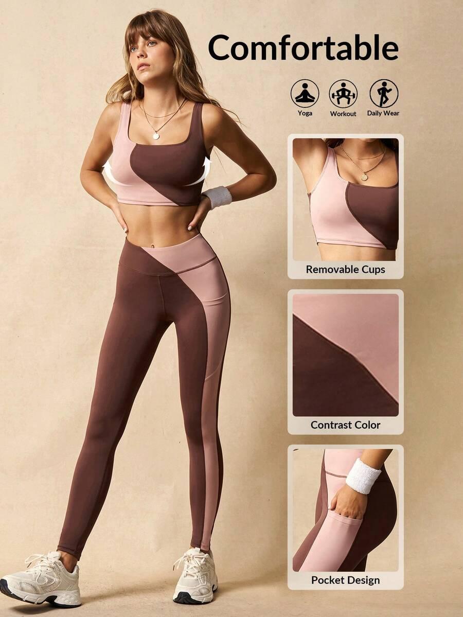 legginsy top sportowy komplet 