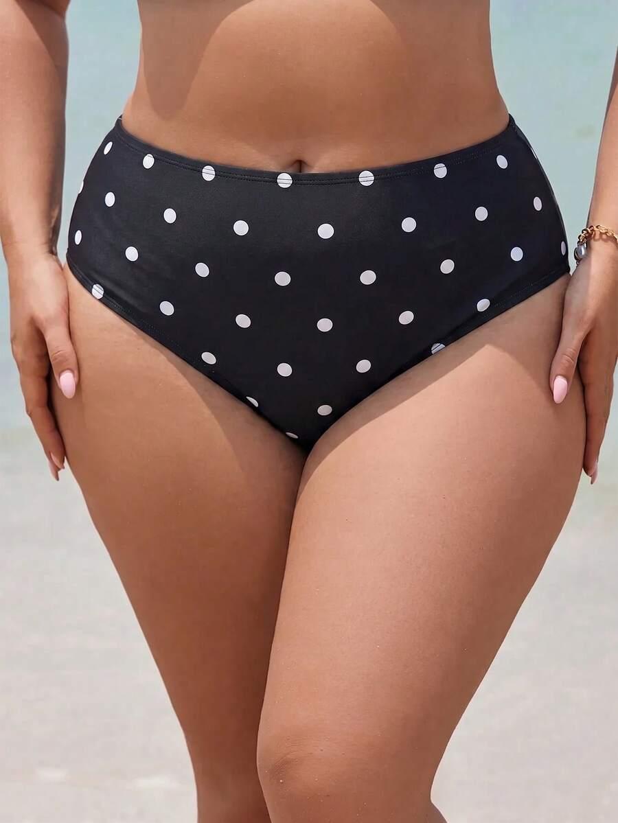 CZARNY DÓŁ OD BIKINI groszki