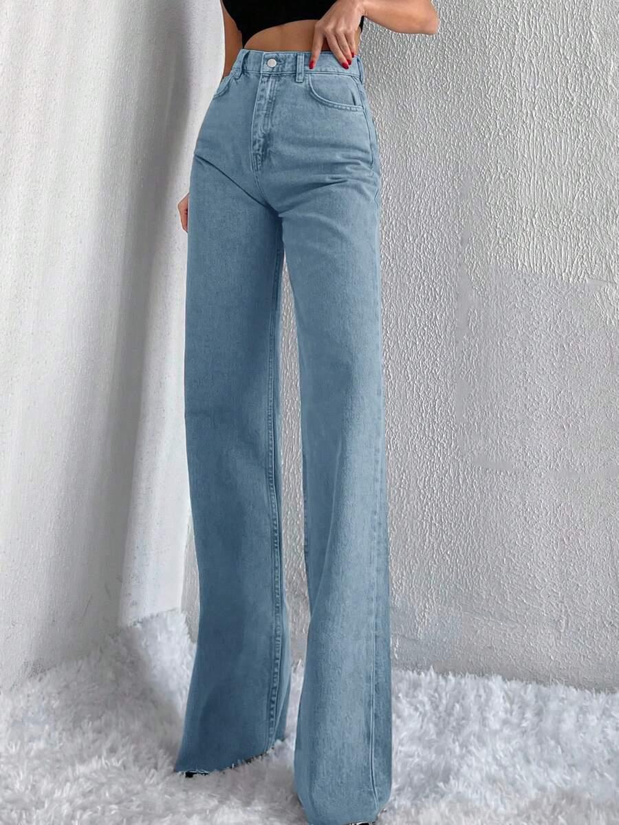 niebieskie spodnie jeans wysoki stan