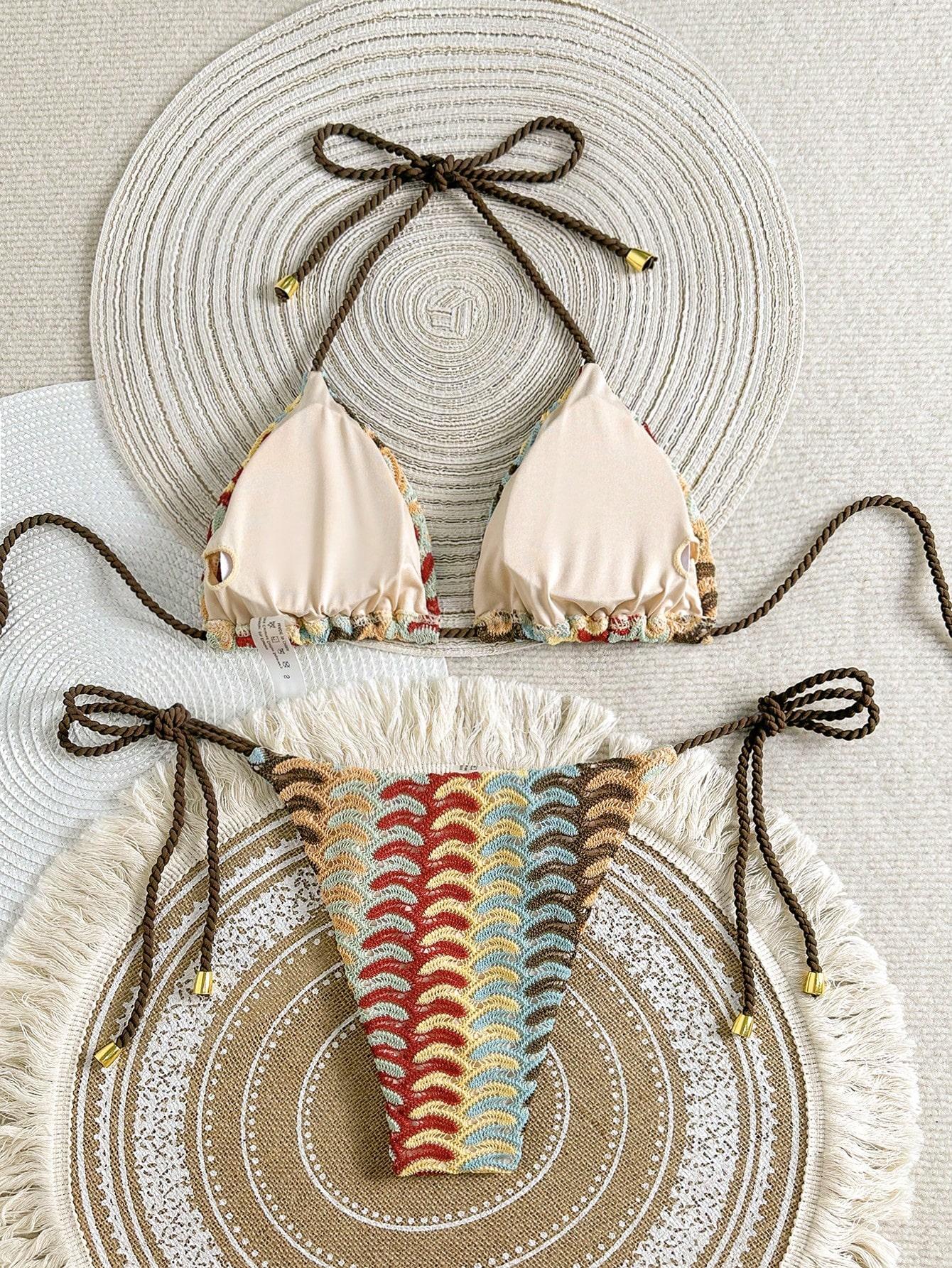 dzianinowy dół od bikini wiązanie