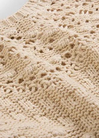 SWETER AŻUROWY Z DOMIESZKĄ LNU