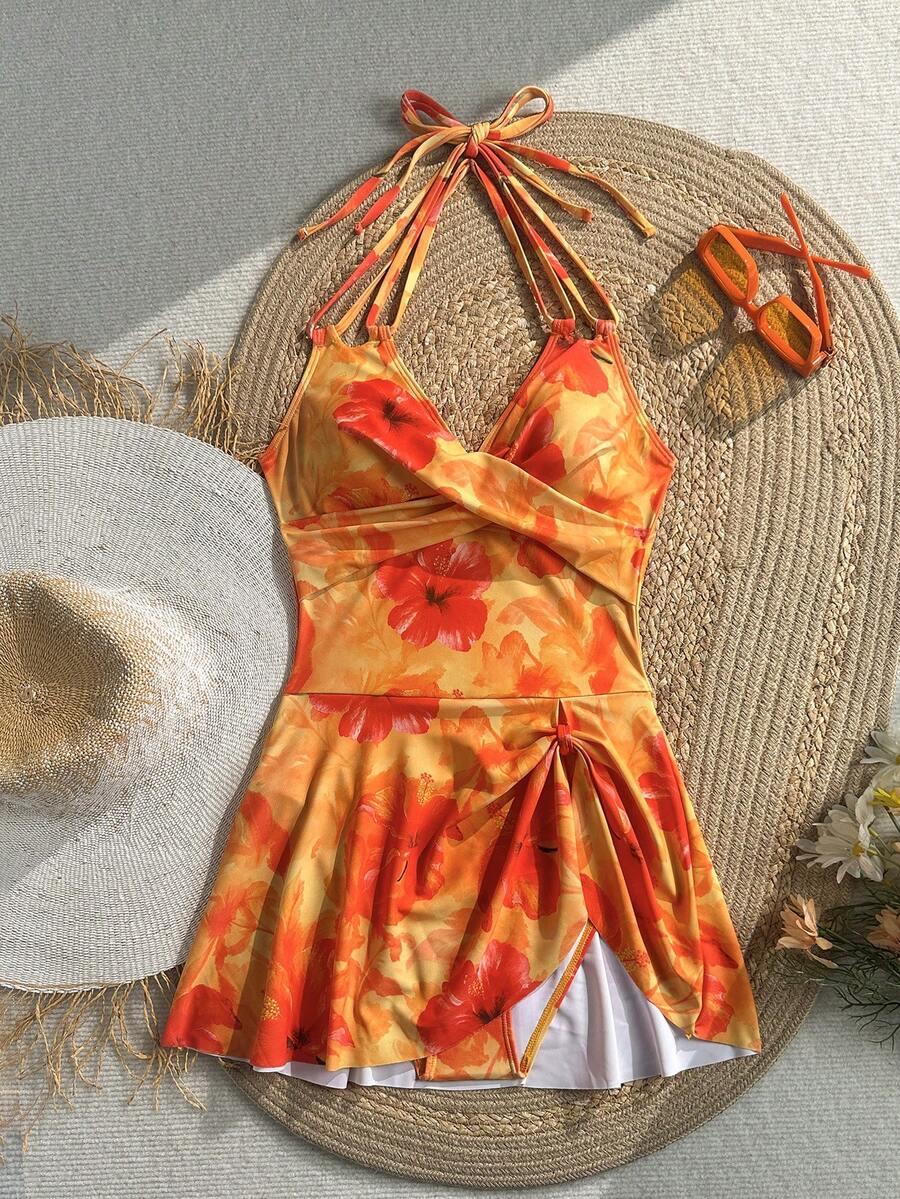 jednoczęściowy STRÓJ kąpielowy wzór kwiaty