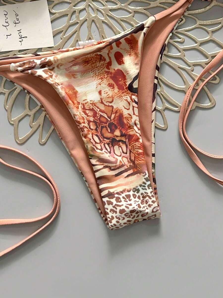 WIĄZANY DWUCZĘŚCIOWY STRÓJ KĄPIELOWY ANIMAL PRINT