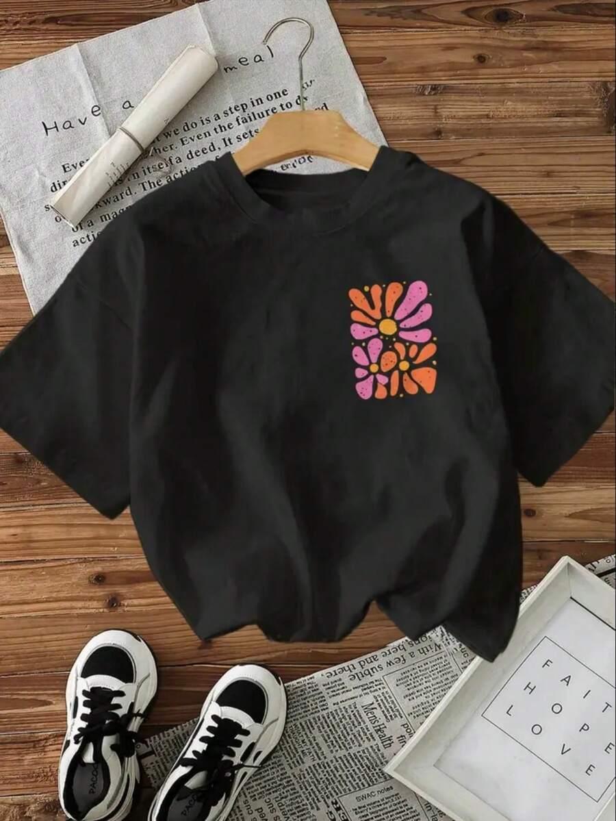 czarny t-shirt nadruk