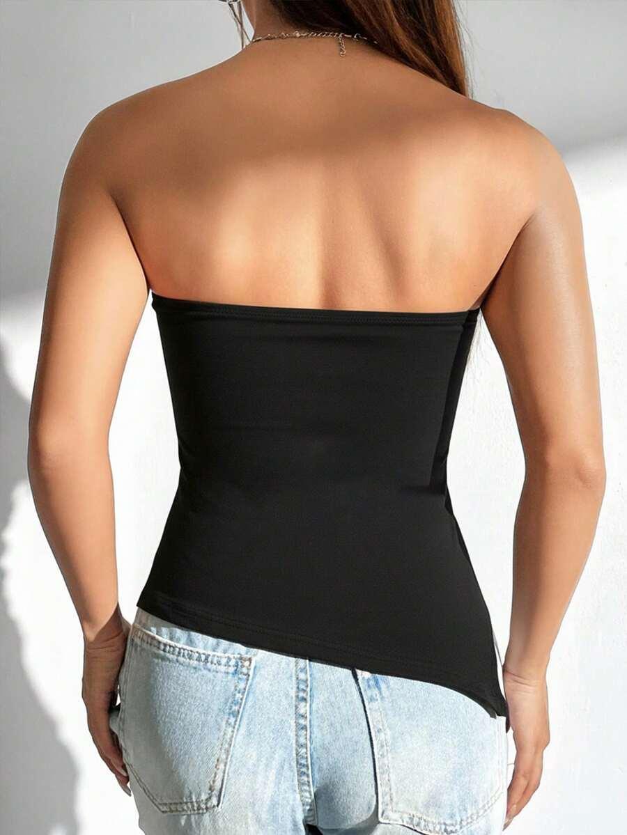 CZARNY TOP ASYMETRIA 