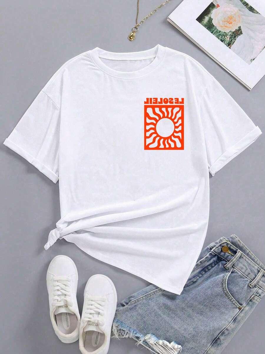 biały t-shirt nadruk