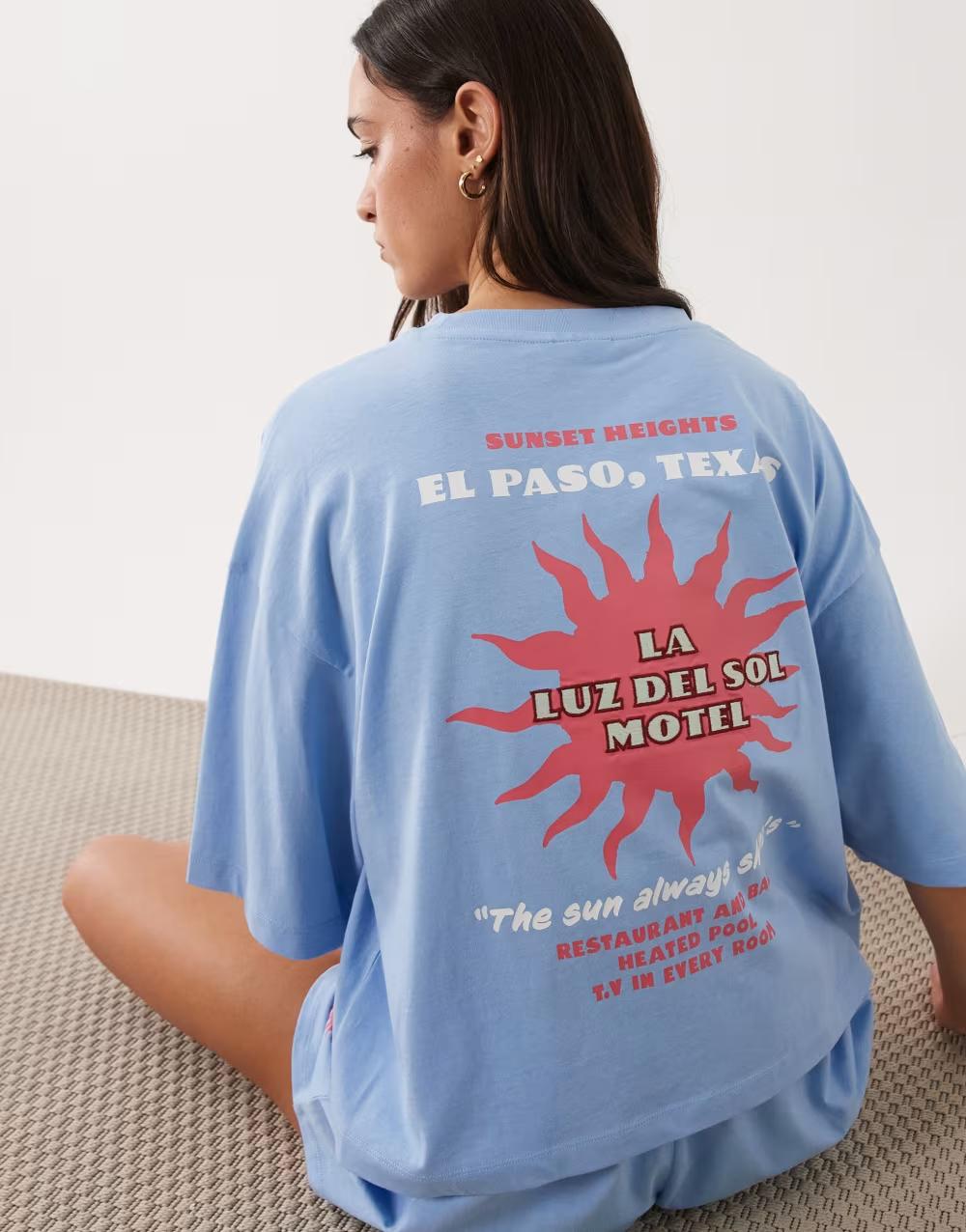 t-shirt spodenki piżama nadruk