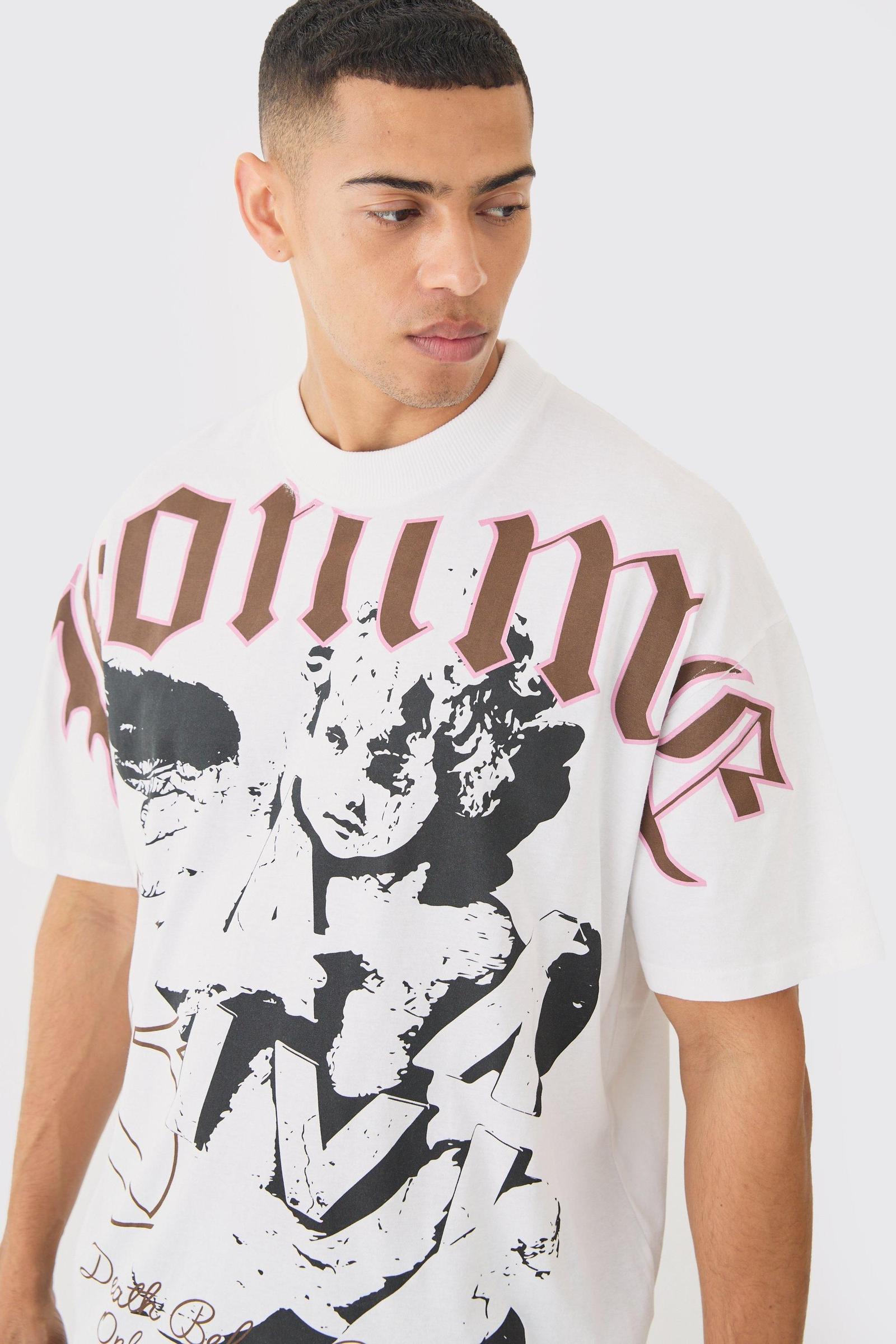 biały t-shirt nadruk