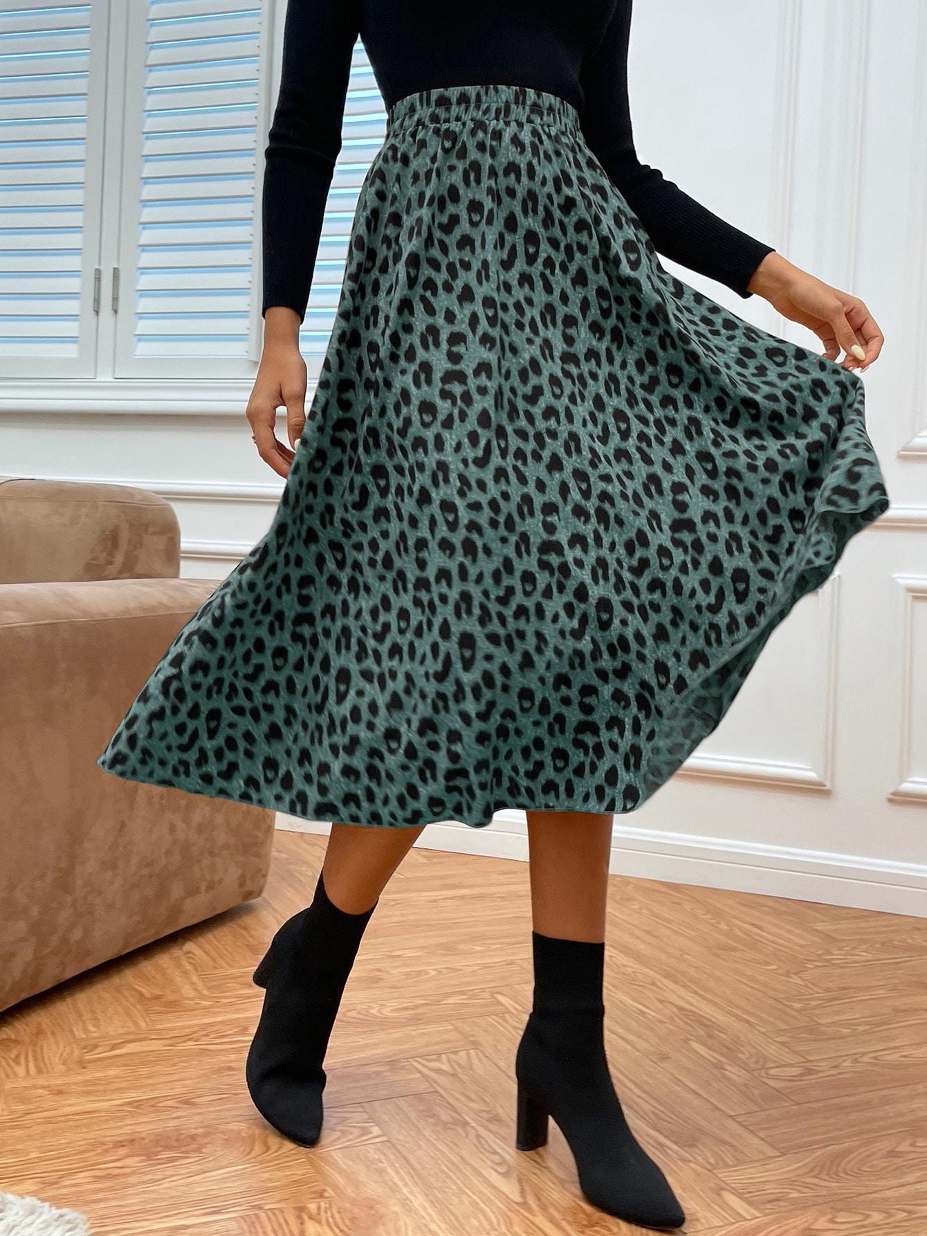 midi spódnica animal print