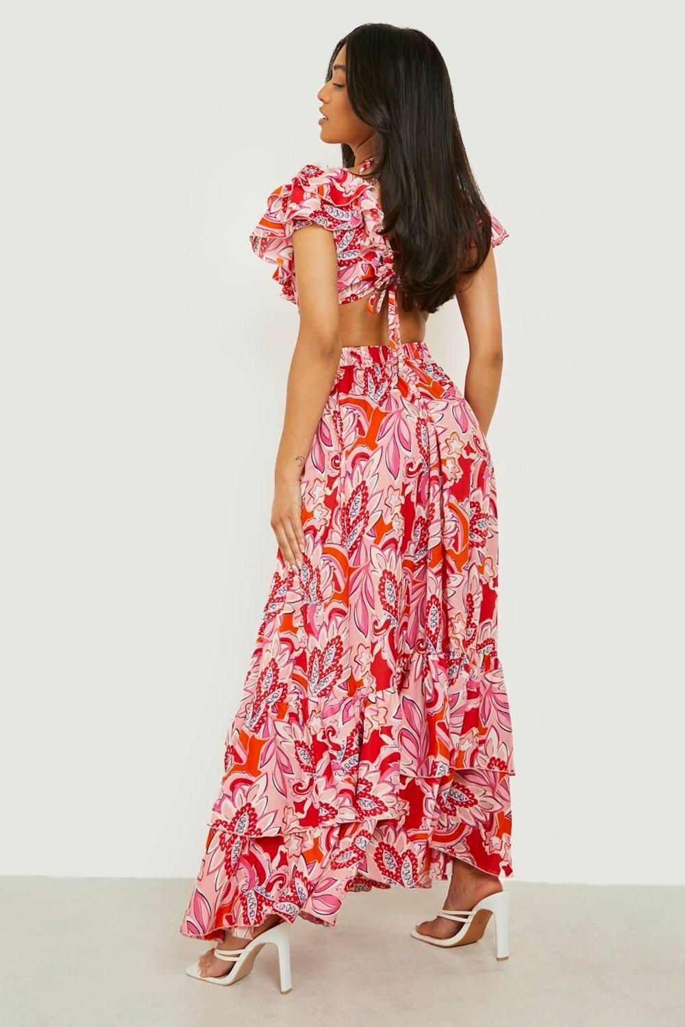 MAXI SUKIENKA falbany print