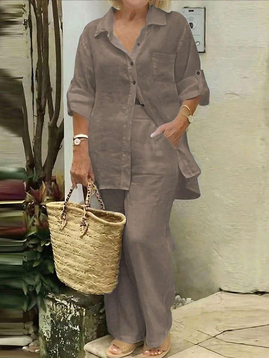 brązowa koszula casual