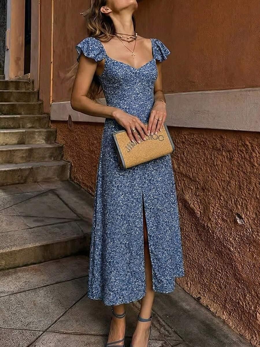 NIEBIESKA SUKIENKA KWIATY
