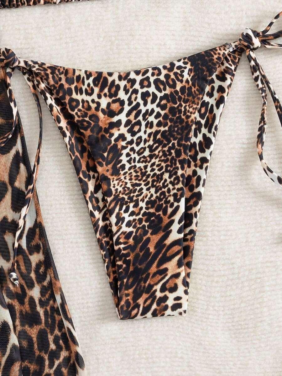DWUCZĘŚCIOWY STRÓJ KĄPIELOWY spódnica animal print komplet