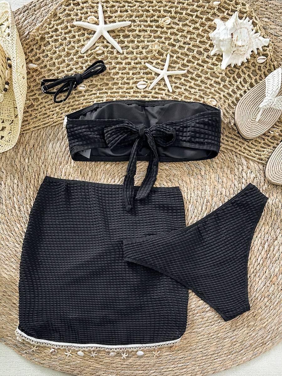 KOMPLET BIKINI ZE SPÓDNICĄ PLAŻOWĄ