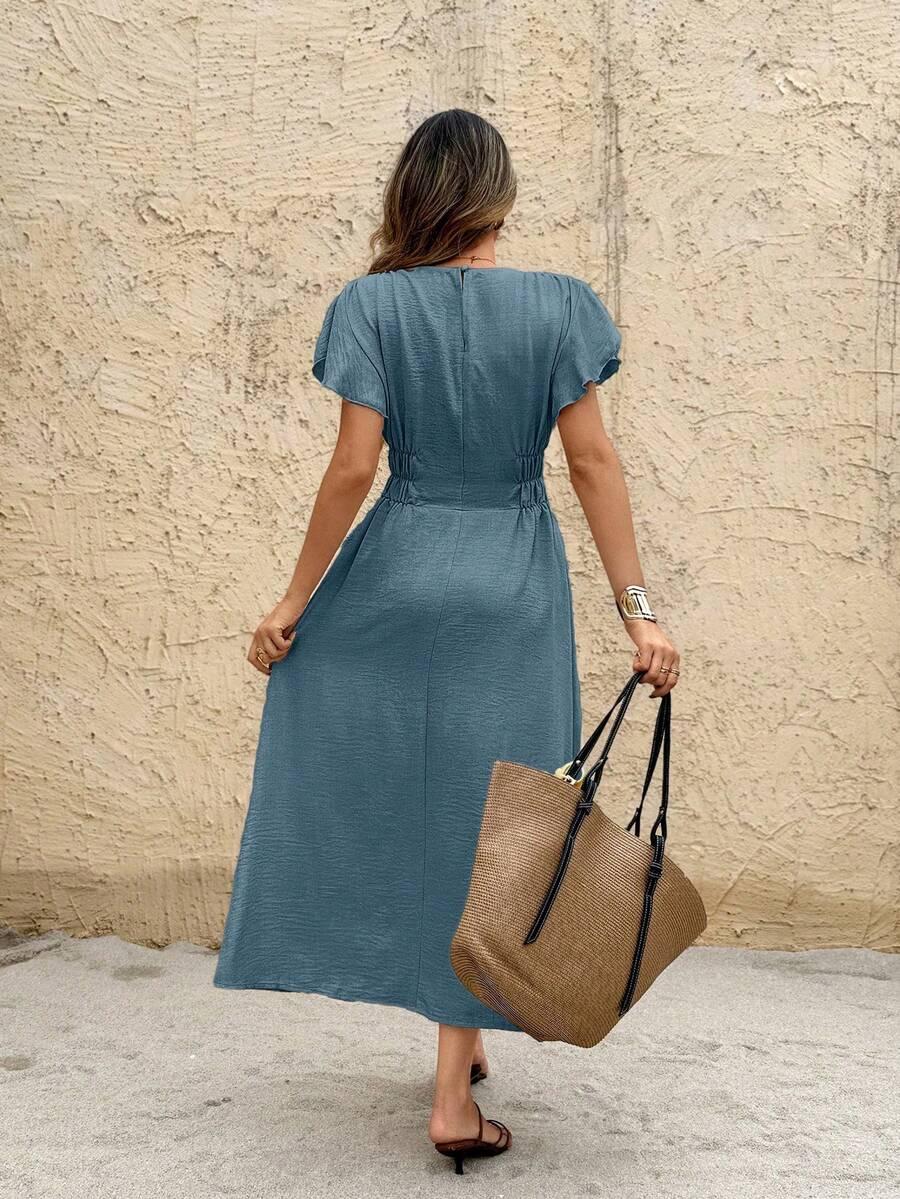 niebieska midi sukienka
