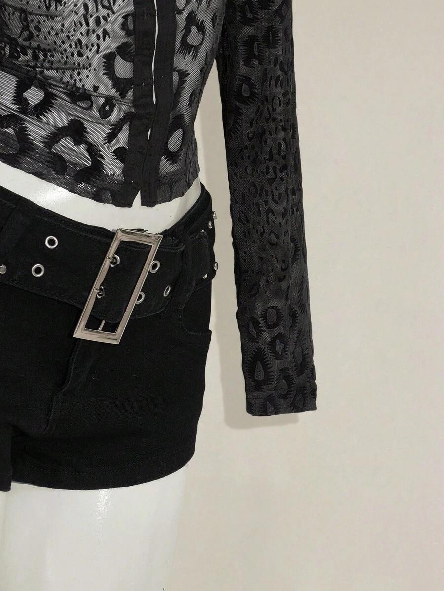 czarna bluzka animal print