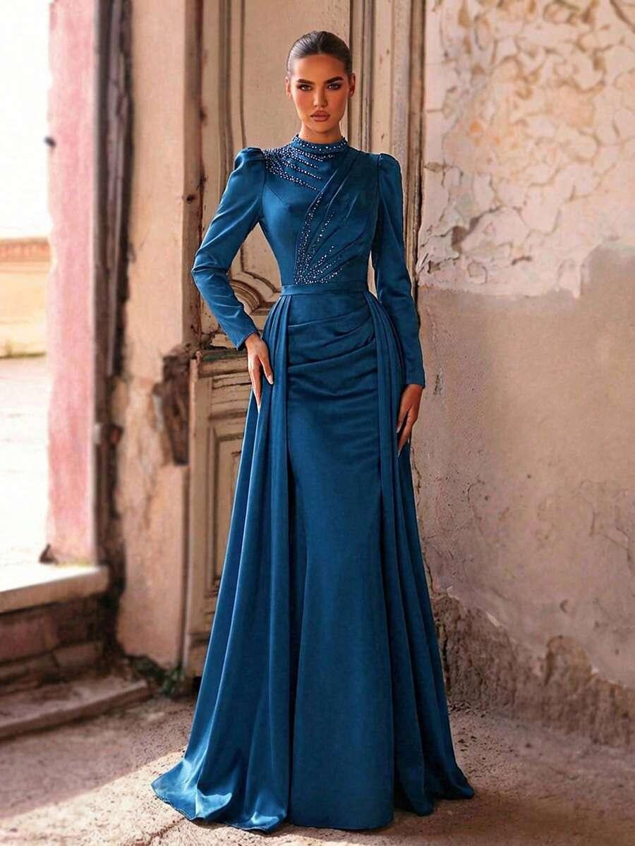 NIEBIESKA MAXI SUKIENKA
