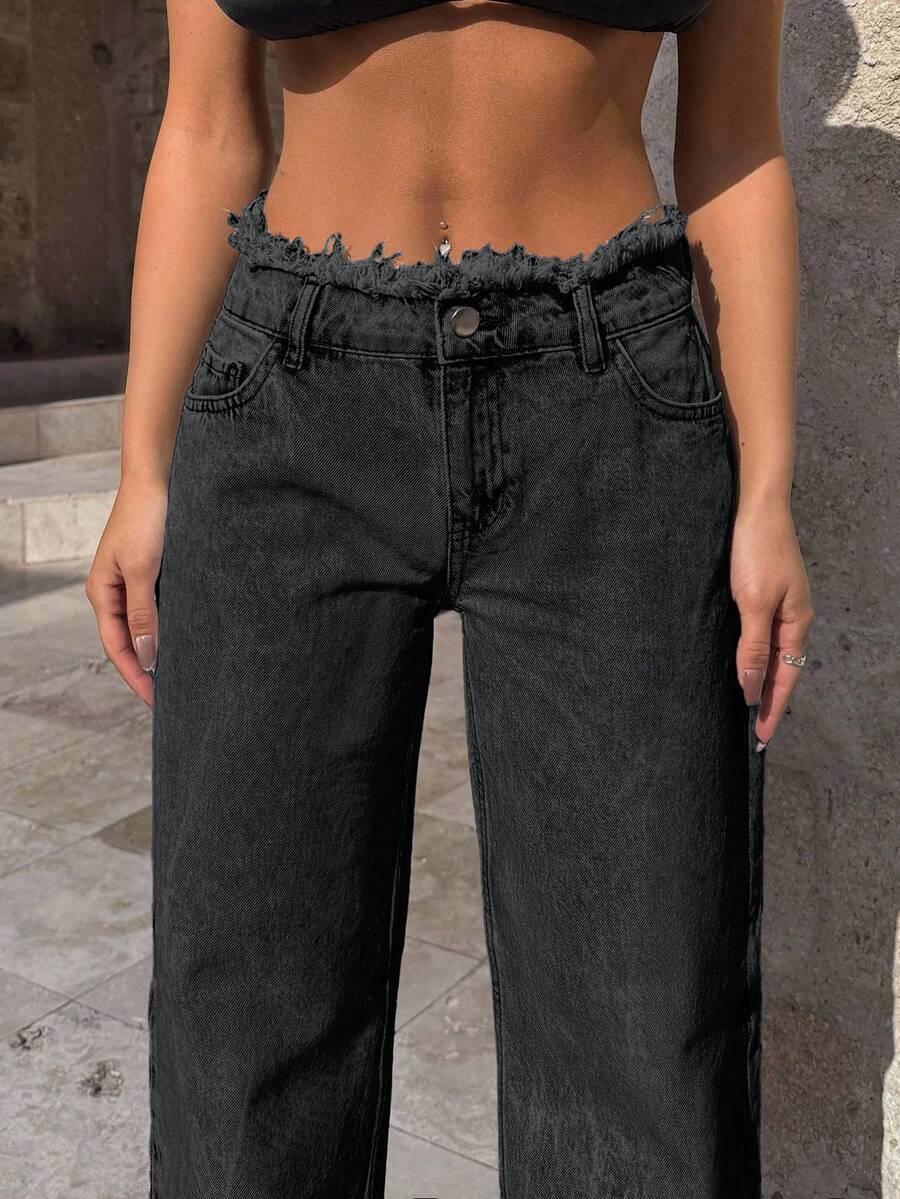 CZARNE SPODNIE JEANS