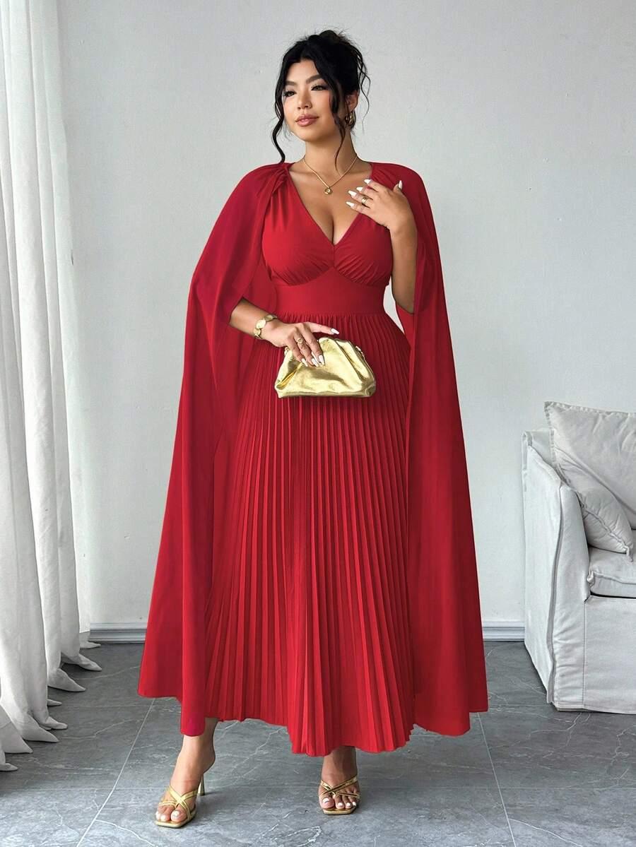 plisowana maxi sukienka v neck