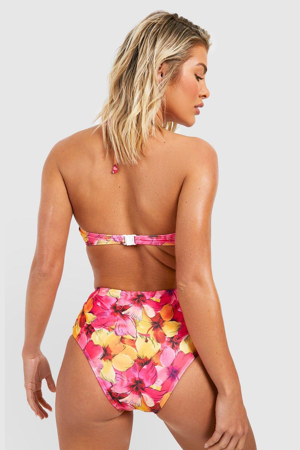 dół od bikini kwiaty tropical wysoki stan