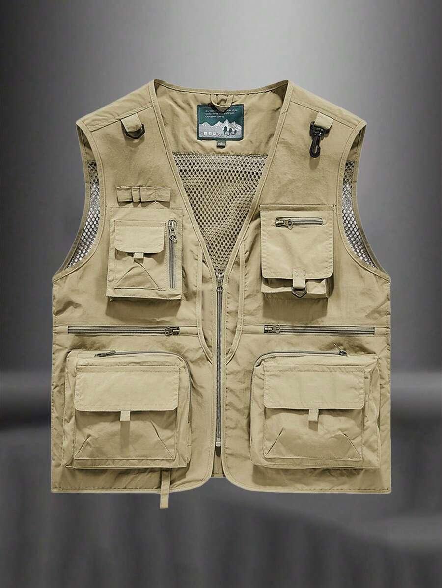 KHAKI KAMIZELKA Z KIESZENIAMI