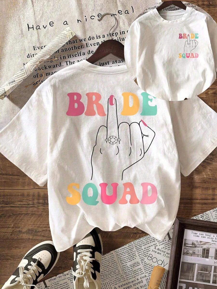 biały t-shirt okrągły dekolt print