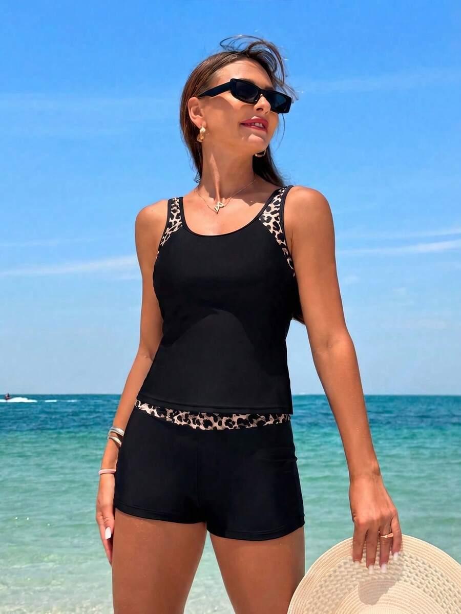 dwuczęściowy strój kąpielowy animal print