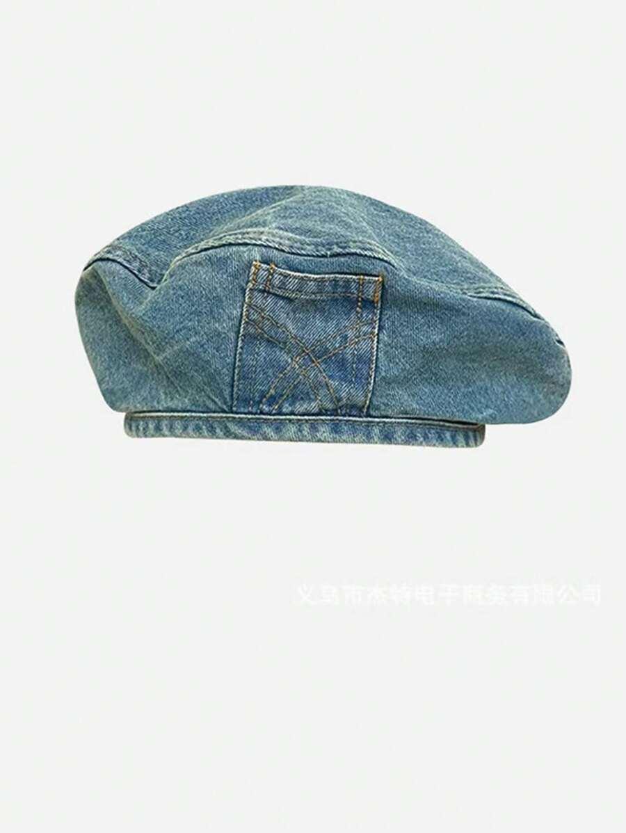 niebieska czapka beret