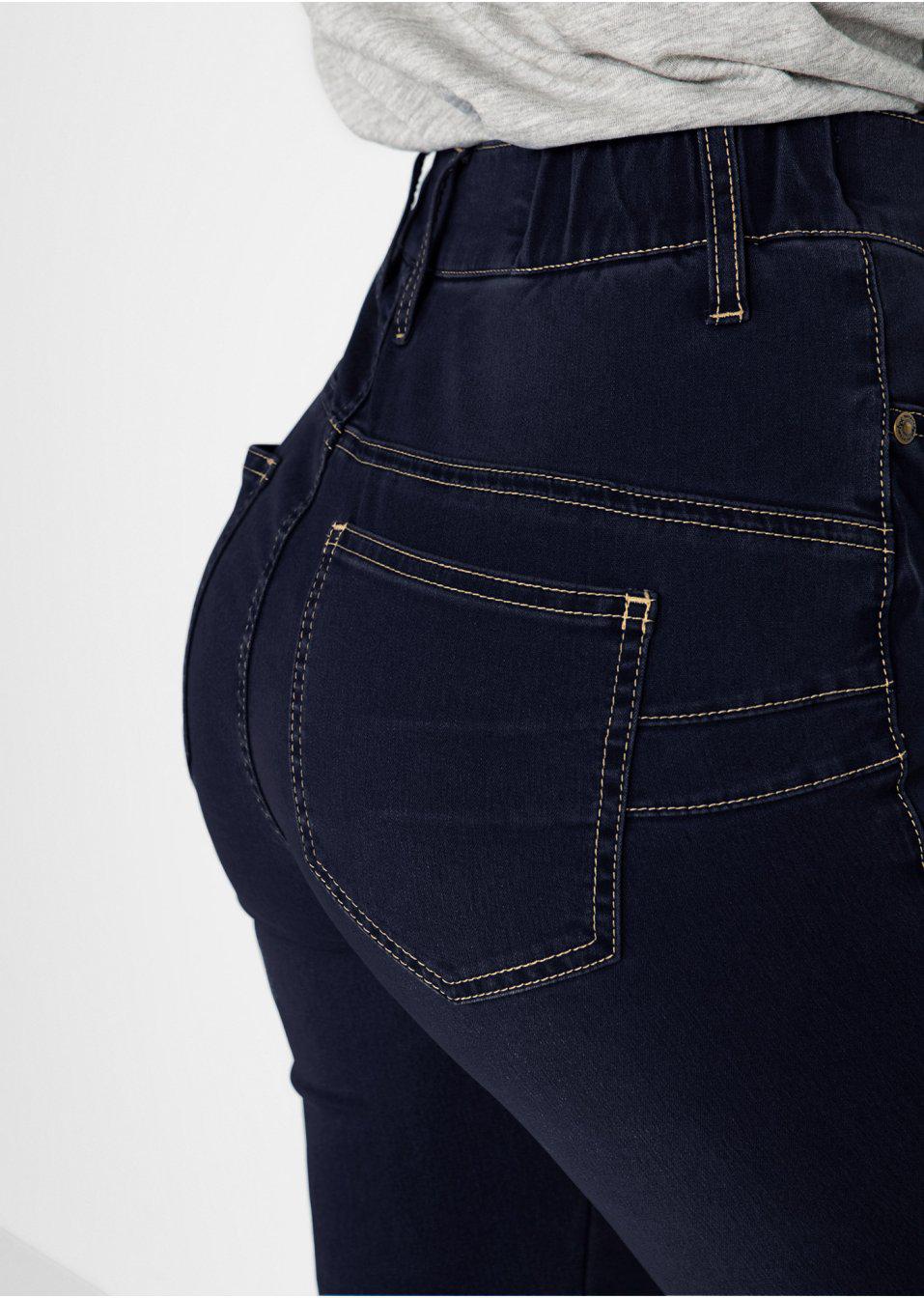 GRANATOWE SPODNIE JEANS RURKI WYSOKI STAN