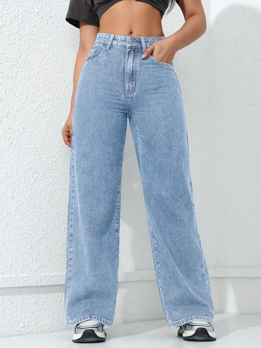 NIEBIESKIE SPODNIE JEANS WYSOKI STAN
