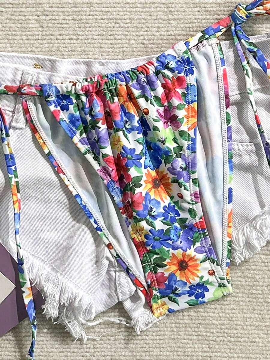 dwuczęściowy strój kąpielowy kwiaty