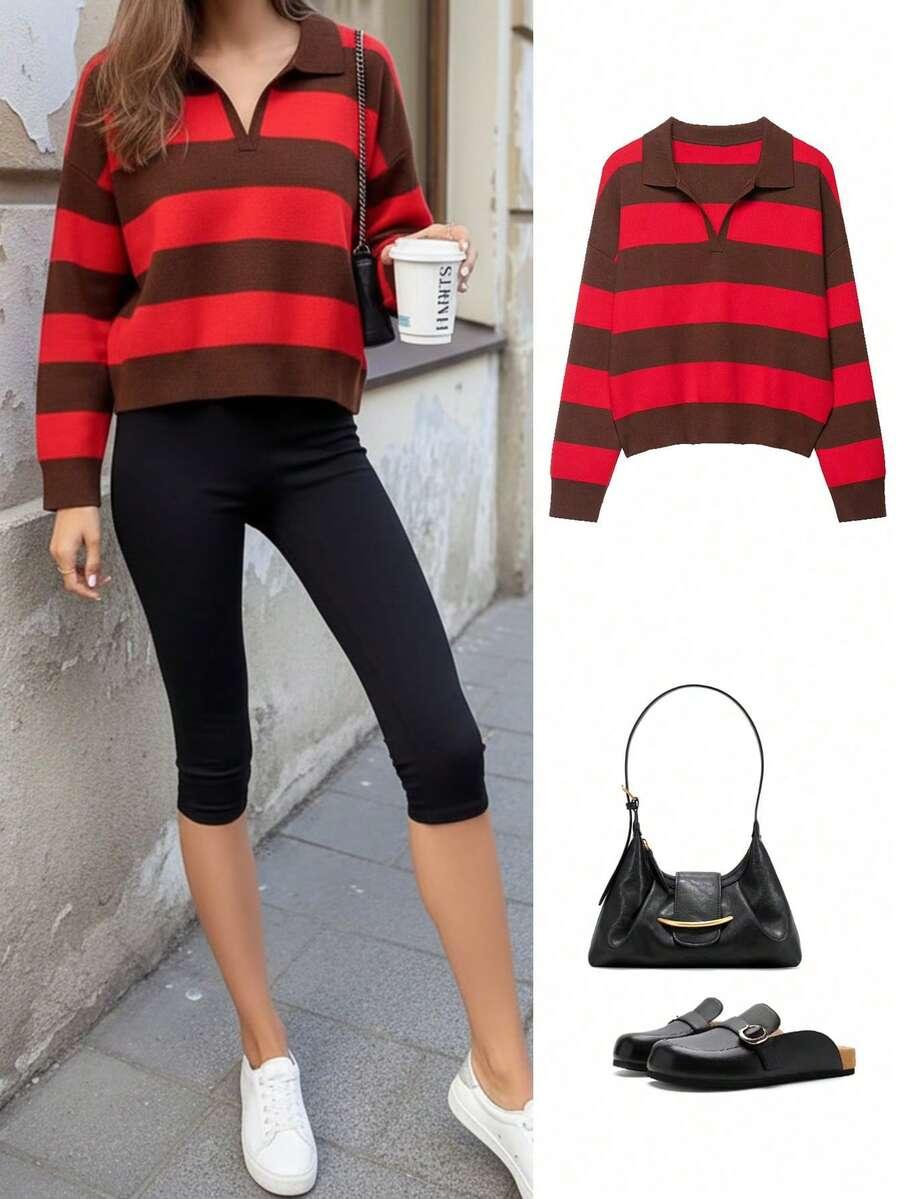 sweter w paski
