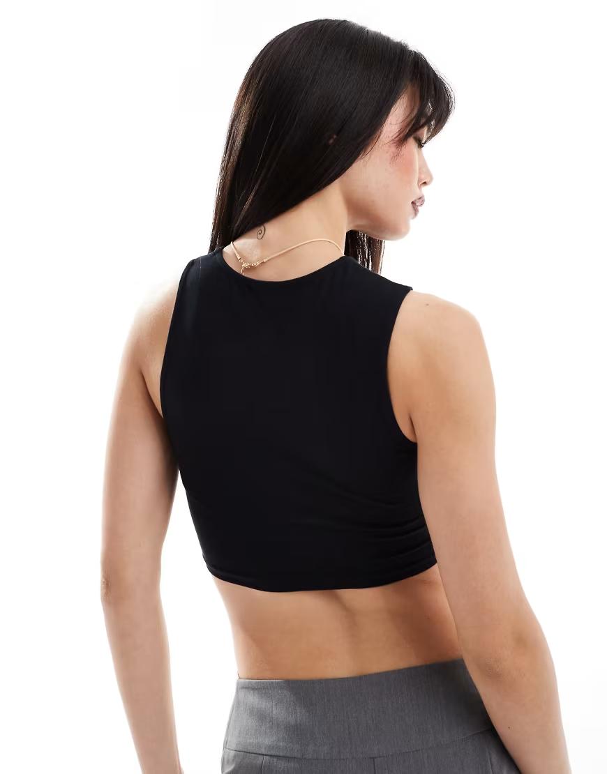  CZARNY GŁADKI CROP TOP 
