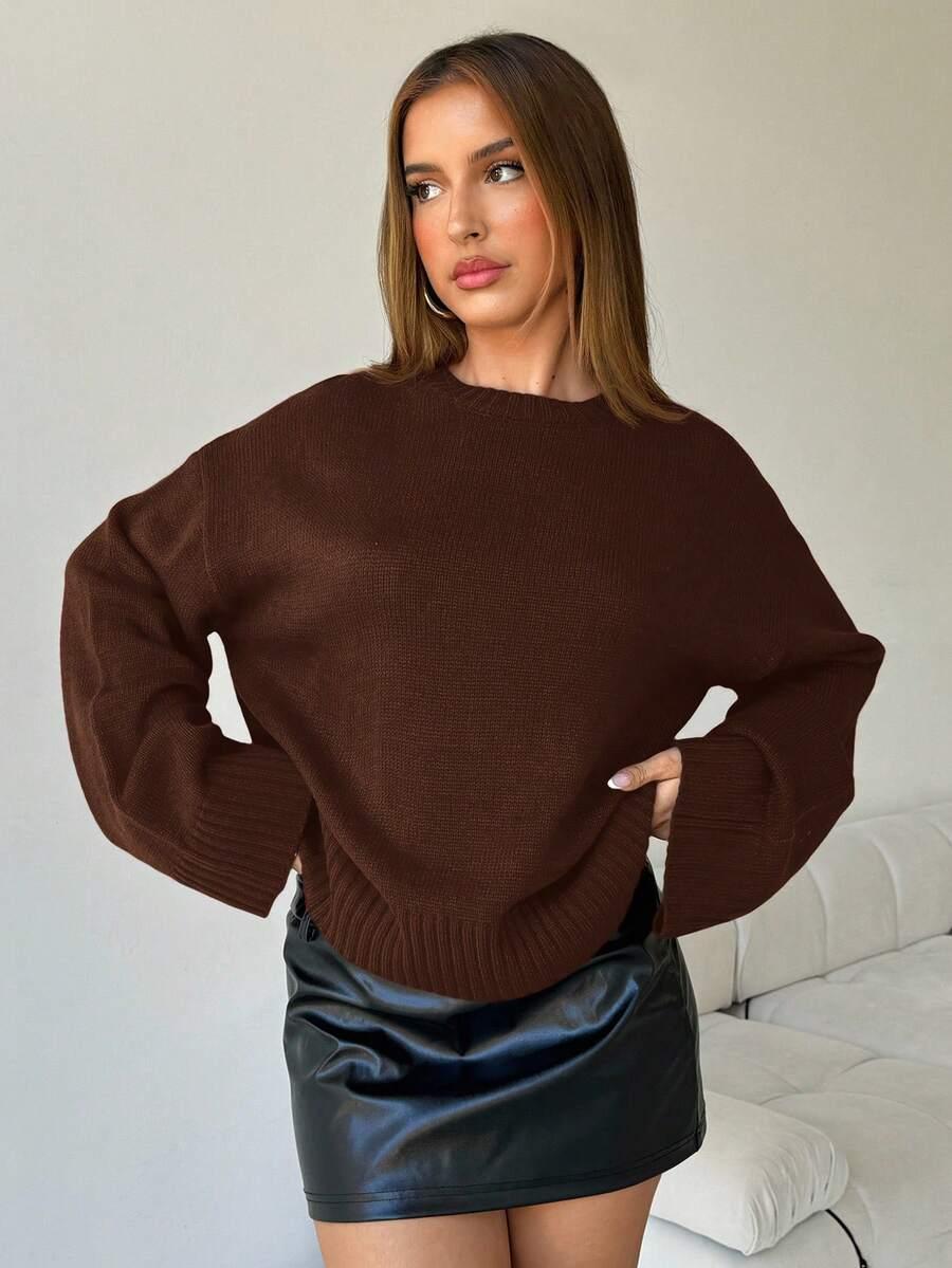 brązowy dzianinowy sweter 