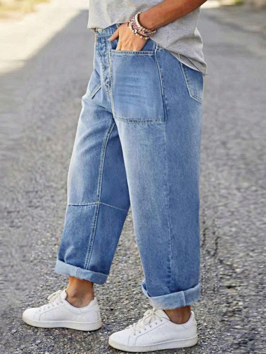 niebieskie jeansy kieszenie