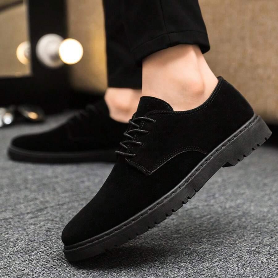 CZARNE BUTY TYPU OXFORD IMITACJA ZAMSZU